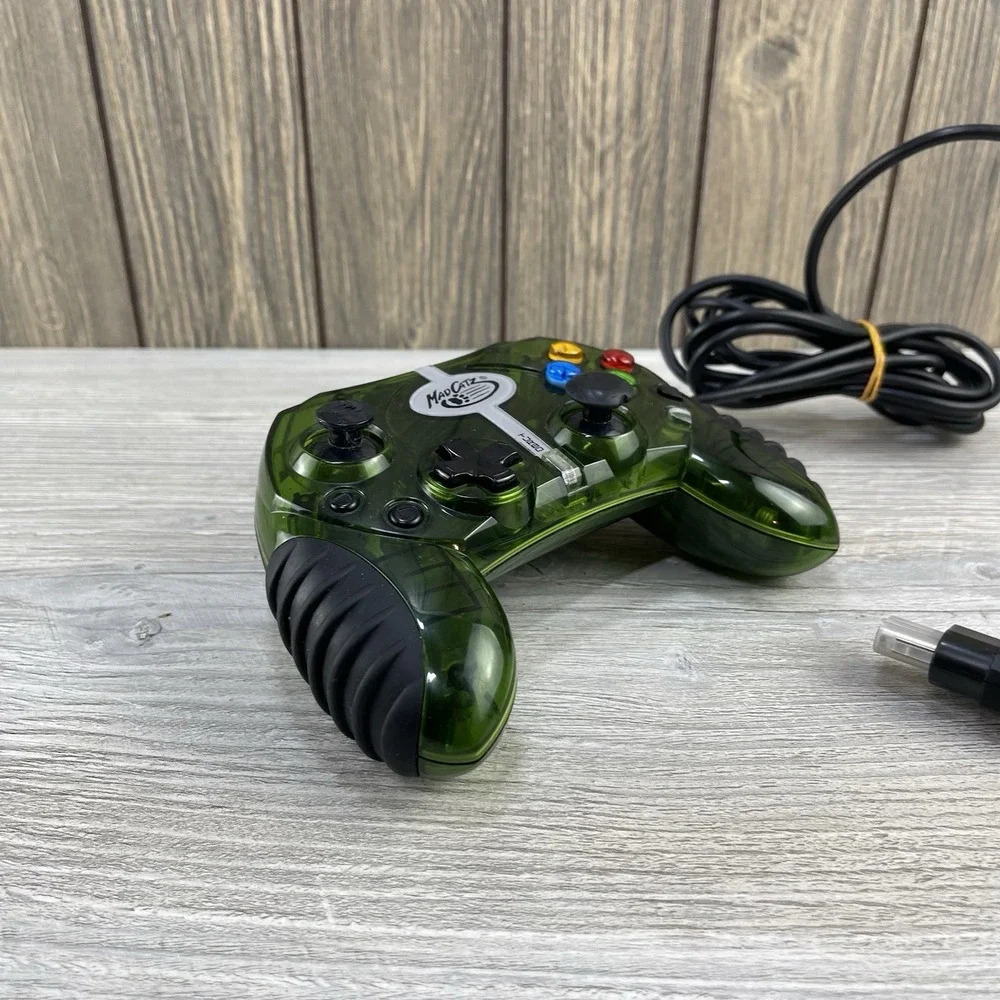 Mad Catz Turbo Gaming Controller Clear & Green Wired Original Xbox